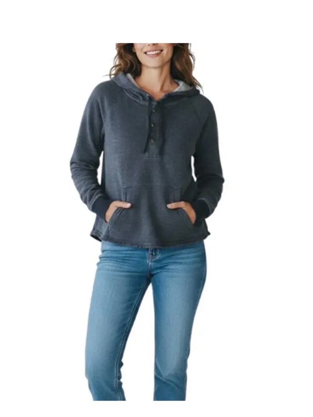 Patagonia Ahnya Blue/Gray Hoodie with Kangaroo Pocket